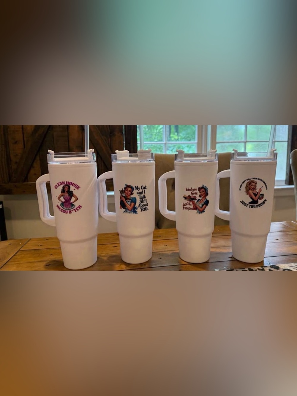 Snarky Retro Snarky housewife  Insulated Travel Mug with Handle - Pack of 4